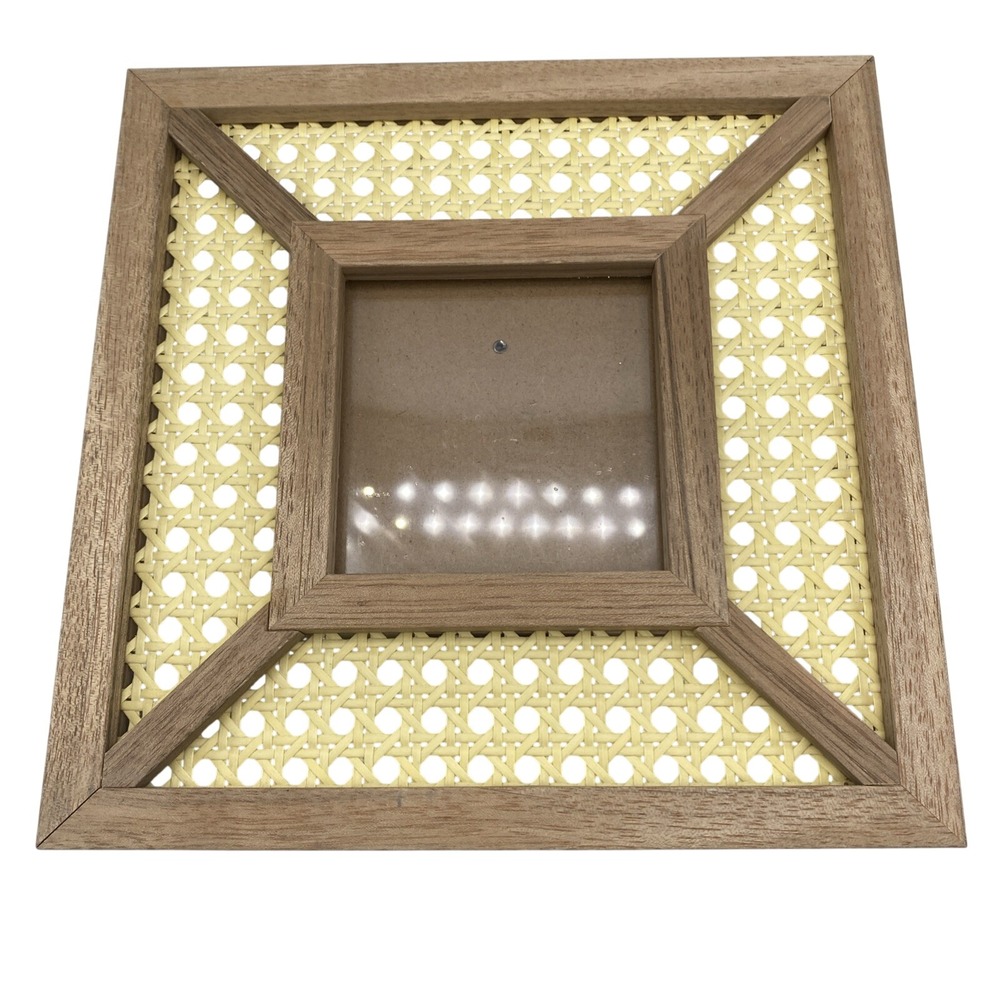 Tommy Bahama Cane Rattan Wood Caning Square Picture Frame Photo 4x4 / 9x9